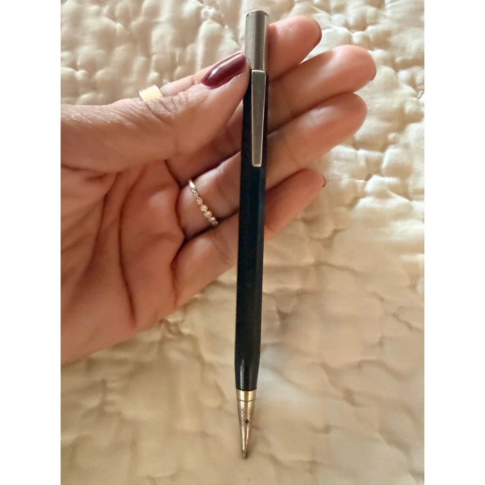 Vintage Autopoint Mechanical Pencil Black Hexagonal Barrel Silver Tone Trim